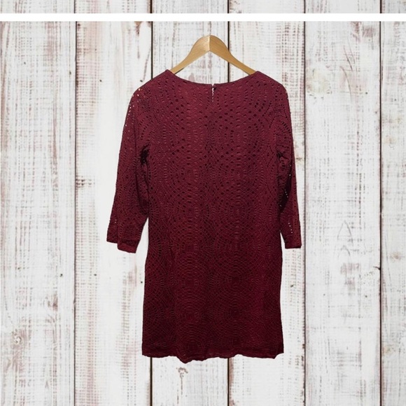 NWT J Crew Wine Lace 3/4 Sleeve Shift Dress - Picture 1 of 6